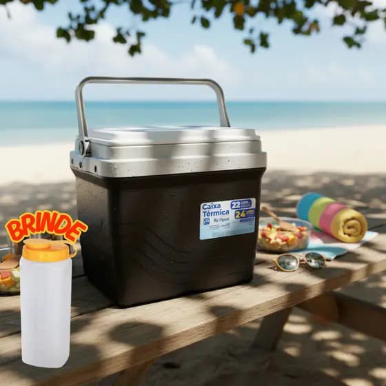 CAIXA TÉRMICA COOLER 22 LITROS PESCA CAMPING FUTEBOL PRAIA CARNAVAL COMPACTA QUALIDADE CUTY