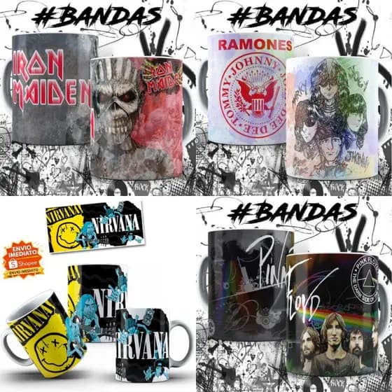 Caneca Rock Personalizada 325ml | Tema Rock N Roll | Presente Criativo Rockeiro