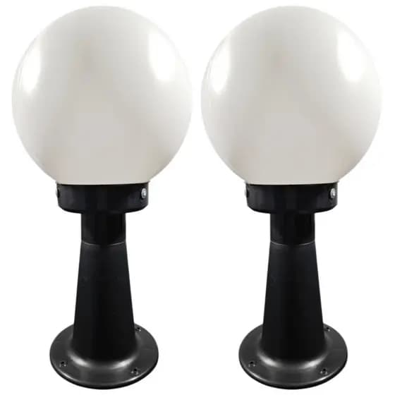 Balizador Jardim 40cm Preto C/ Globo De 20cm E-27 P/ Bulbo (2 peças)