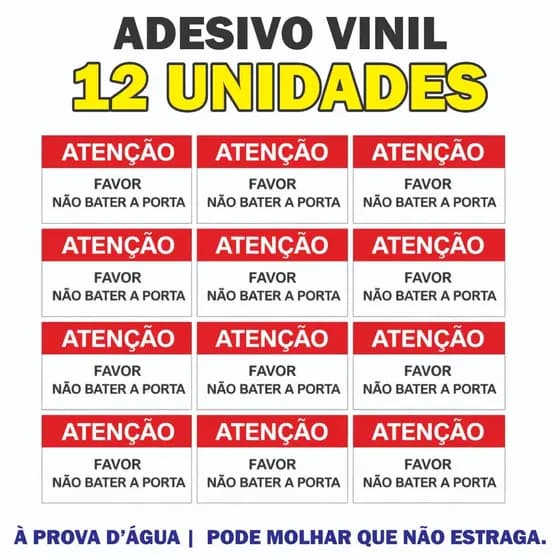 Não Bata A Porta - Uber -99 - Taxi - Motorista - Adesivo Vinil - 12x4cm - Kit com 12 Unidades