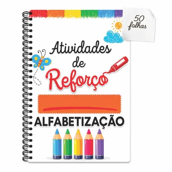 Apostila A4 com 50 Atividades de Reforço - Leitura e Escrita - Alfabetização Infantil