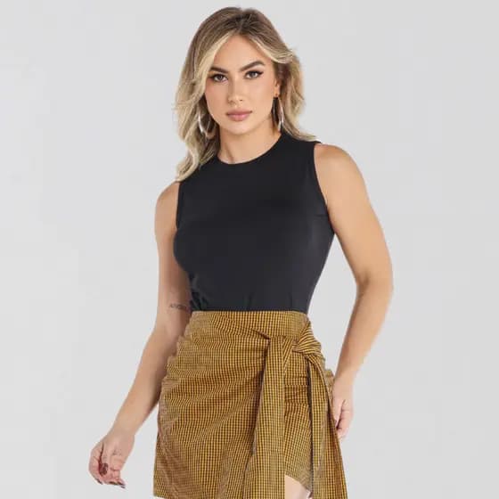 Blusa Regata Feminina Básica de malha viscolaycra