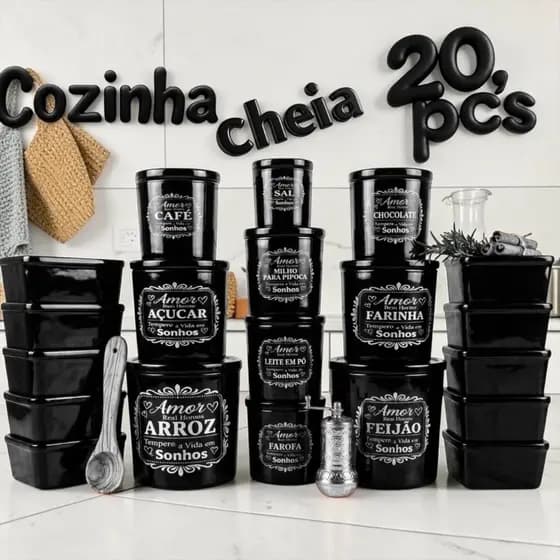 Kit Potes Para Alimentos 20 Peças Plástico BPA Free