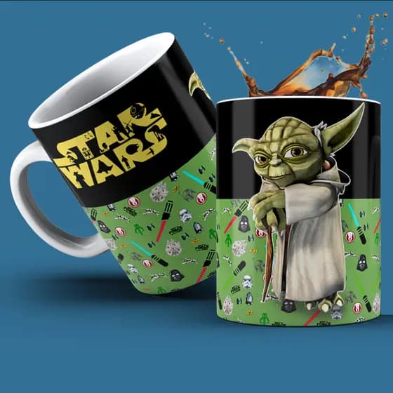 Caneca Personalizada Porcelana Anime Star Wars Yoda Com SEU NOME