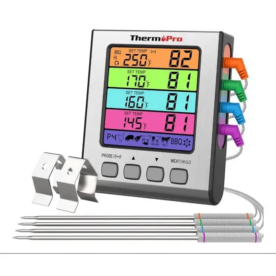 Termometro Digital Para Carne Thermopro Tp-17h, 4 Sondas