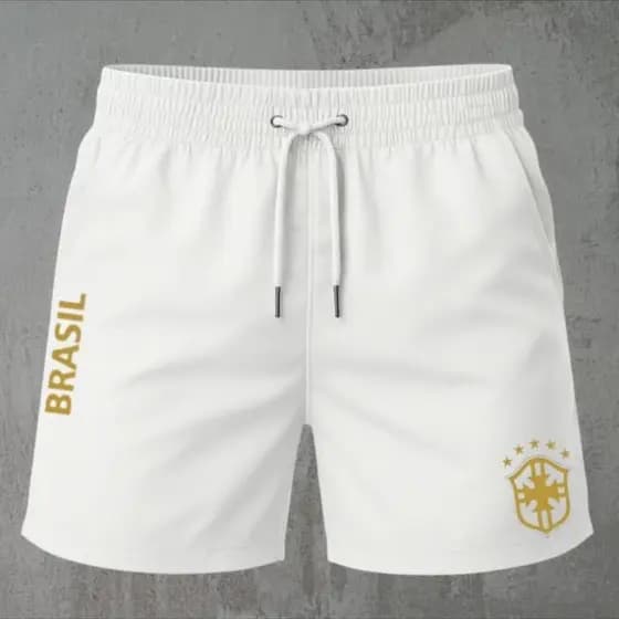 Short Tectel Estampado Brasil Bermuda Tectel Para Copa Do Mundo Alta Qualidade