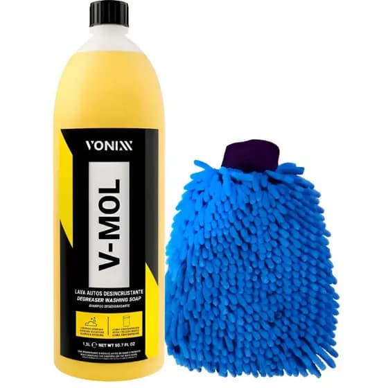 Kit Lavagem Automotiva Shampoo V-mol Vonixx+ Luva Microfibra