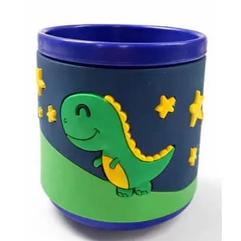 Caneca Xicara Plástica Divertida Infantil DINOSSAURO em Alto Relevo 375 ml livre de BPA