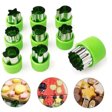 Kit com 9 mini cortadores de frutas, legumes Moldes para biscoito bolachinha Pasta Americana