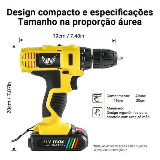 Parafusadeira A Bateria 21v Altomer Ak-969 Kit Com Led