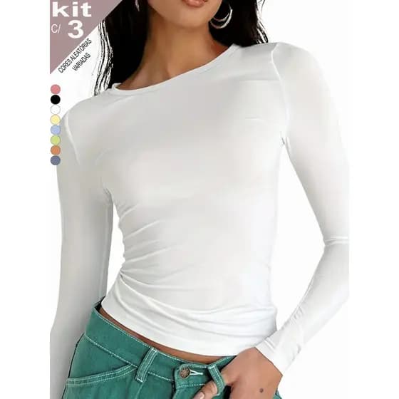 Blusa de Frio Flanelada Segunda Pele Feminina Manga Longa Suave Leve Quentinha Inverno