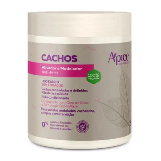 Ativador E Modelador De Cachos Apice Vegano Anti Frizz Creme De Pentar Uso Diario Apse 500g