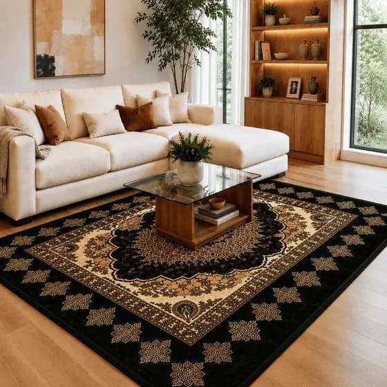 Tapete Sala Indiano Luxo 2,00x1,50m Grande Macio Decorativo Moderno Antiderrapante