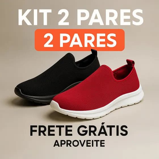 Kit 2 Tênis Meia Feminino Solado Leve Anti-Impacto Minimalista Texturizado - Promoção Envio Imediato