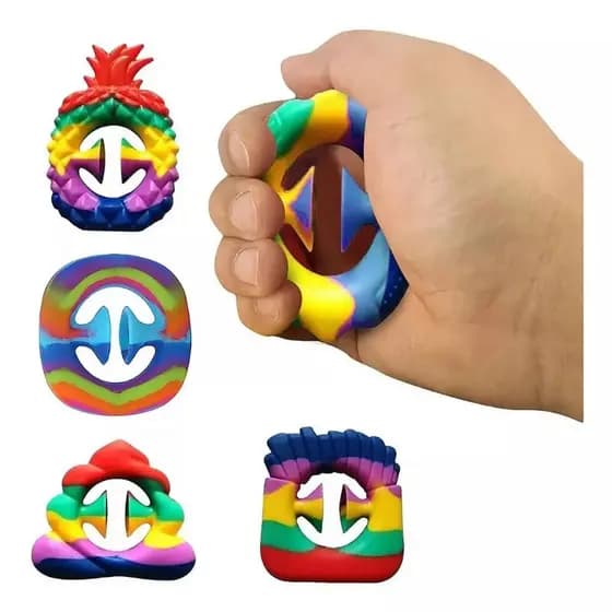 KIT COM 04 Ventosa Comprimir Brinquedo Anti Stress Fidget Toy Pop It Variados Sensorial