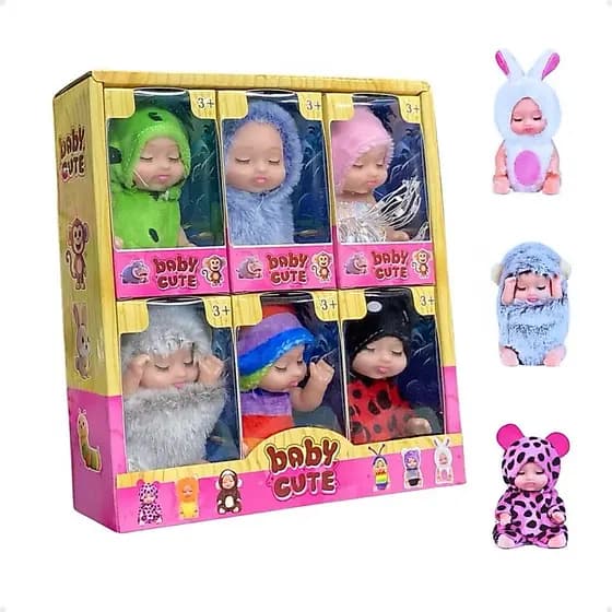 Kit 6 Mini Bonecas Babys Reborn Silicone Realista Brinquedo Infantil Baby Cute Fofinha