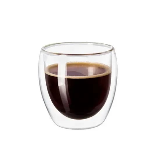 Copo Xicara Caneca Parede Dupla Vidro Borossilicato 80ml Sem Alca Para Cafe Expresso Capuccino Elegante Termico