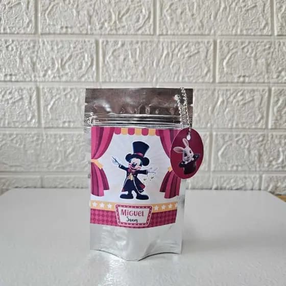 Saquinho Metalizado Mickey Circo Personalizado /Lembrancinha de Festa / Personalizados Mickey Circo Menino