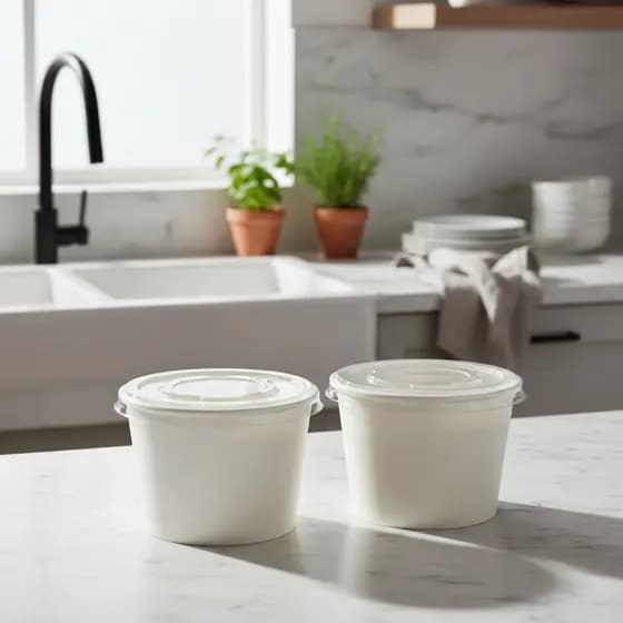 Pote de Papel Branco com tampa 240ml - 100 unidades