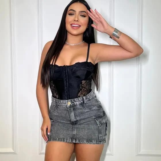 Saia Cargo Jeans Feminina Juvenil Infantil Com Bolso Latera e Lycra Criança Menina