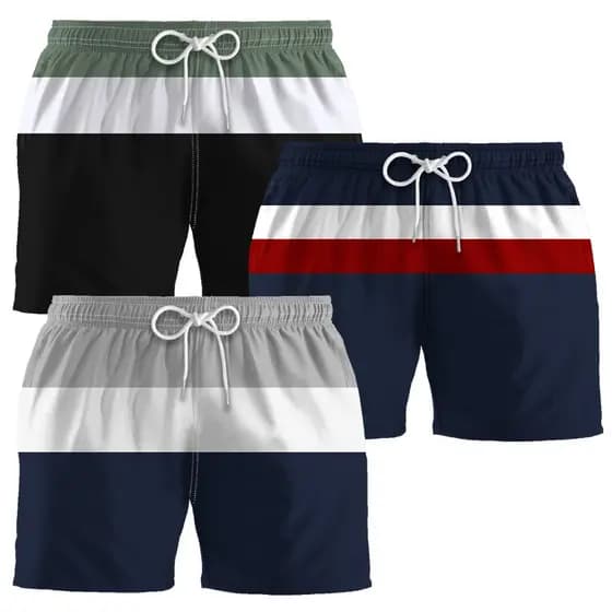 Kit Com 3 Shorts Masculinos Tactel Bermuda Beracu Banho Praia Piscina Elástico Mauricinho Resistente Tamanho Grande