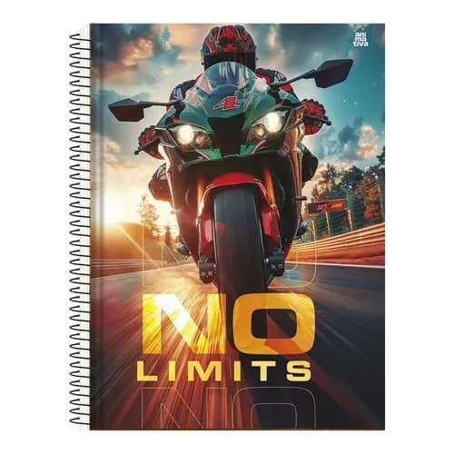 Caderno Universitario 1 Materia 80 Folhas Tema Moto Estilo Radical Escolar Anotacoes