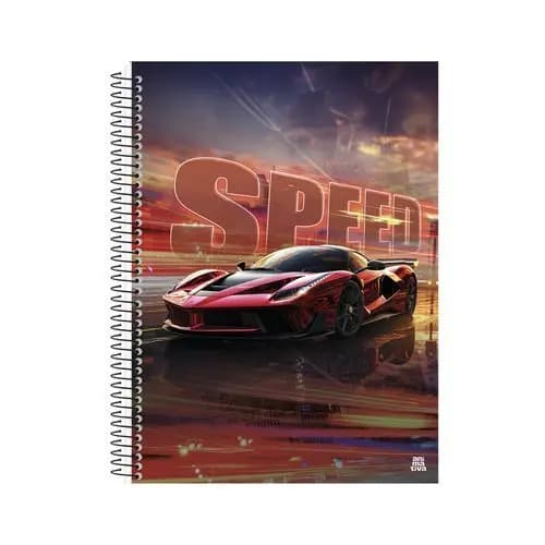 Caderno Universitario 10 Materias 160 Folhas Carro Vermelho Escolar Anotacoes