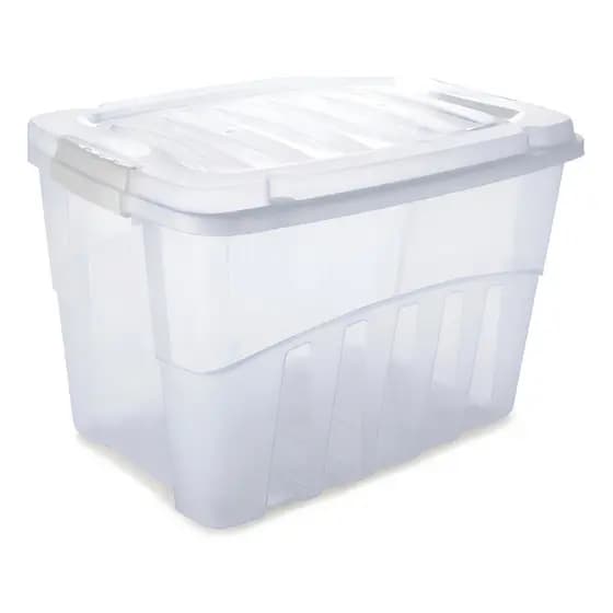 Caixa Organizadora Plástica 20L Com Tampa e Trava Plasútil Transparente Multiuso Alta resistente
