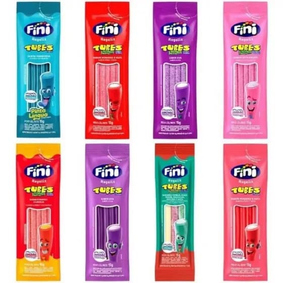 kit 30 Unidade Balas Fini Sortidas Gelatina Tubes e Citricas