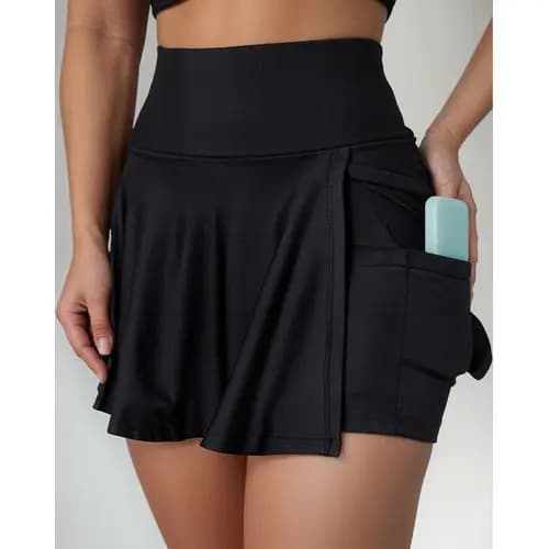 Short Saia Academia Fitness Feminino Com Duplo Bolsos