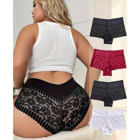 Kit C/4 Shortinhos PlusSize em Renda - SHORTINHO PLUS SIZE