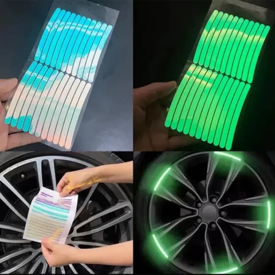 Adesivos para Rodas De Carro/Moto Refletivos De Listras Decorativas, Aviso De Segurança Noturna