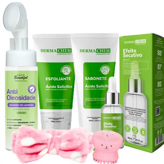 Kit limpeza de pele oleosa dermachem antioleosidade skincare