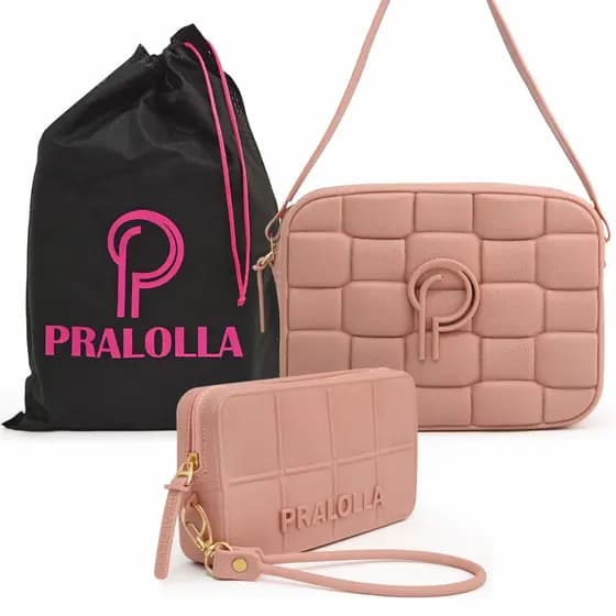 Kit Bolsa com Carteira Feminina Emborrachada PVC com Saquinho Personalizado