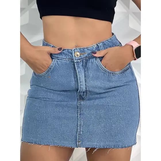 MINI SAIA COM BRILHO JEANS