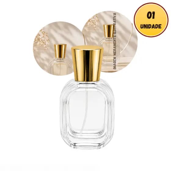 01 Porta Perfume Amber Cristal 50ml Luxo Com Tampa Prata Premium