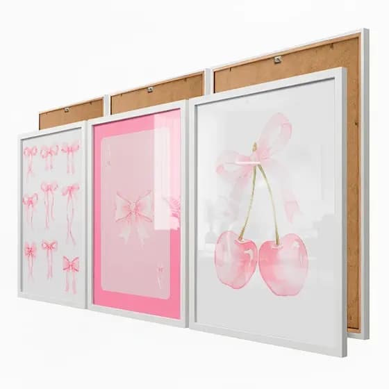 Quadros Laços Rosa Bebê Para Quadro de Menina Moldura e Vidro