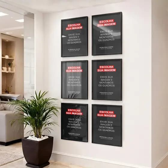 Kit Quadros Luxuosos Com A Sua Imagem Para Sala Corredor Escritório Moldura e Vidro
