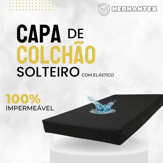 Capa Black de Colchão Solteiro Impermeável Hospitalar Antialérgica com Elástico