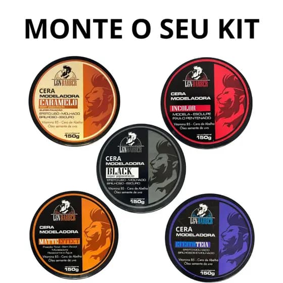 MONTE O SEU KIT Ceras Pastas Modeladoras Capilares Black, Caramelo, Incolor, Efeito e Matte Effect 150g - LGN Barber