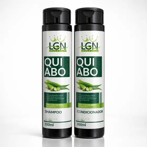 1Un Kit Shampoo e Condicionador quiabo (para todos os tipos de cabelo) 300ml - LGN Cosmétcs