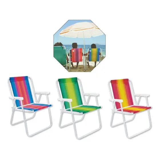 KIT 6 UNIDADES CADEIRAS DE PRAIA MOR ( COR SORTIDAS ) RECLINAVEL