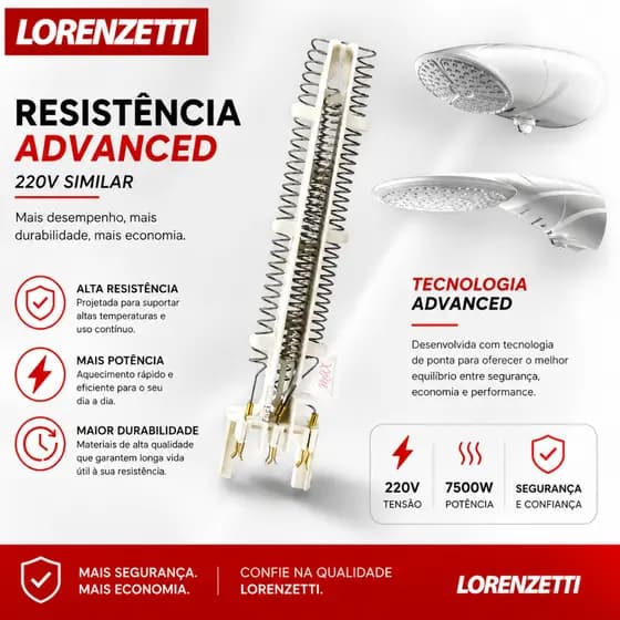 Resistência Advanced Top Jet Chuveiro Lorenzetti 220V (7500W) - Similar