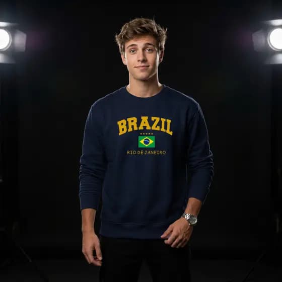 MOLETOM GOLA CARECA RIO DE JANEIRO ESTILO SUETER COPA DO BRASIL BLUSA DE FRIO PARA INVERNO PELUCIADO DO BRASIL
