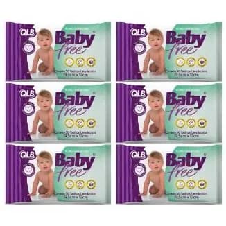 Kit com 6 Lenços Umedecidos Baby Free Qualybless com 50 unidades