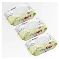 Kit 3 Toalha Umedecidas RN Infantil Puro Amor 98% água com 100 Unidades Qualybless