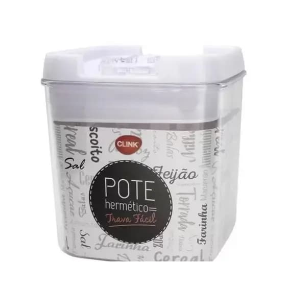 Pote Tampa Trava Hermético para Alimentos Frescos Quadrado Clink de Acrílico 550ML
