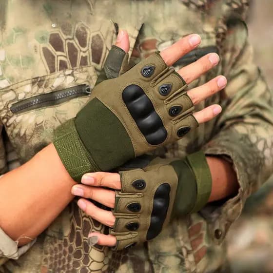 Par de Luva Tática Meio Dedo para Motociclistas Motoqueiros com Grip Proteção Ultra Resistente