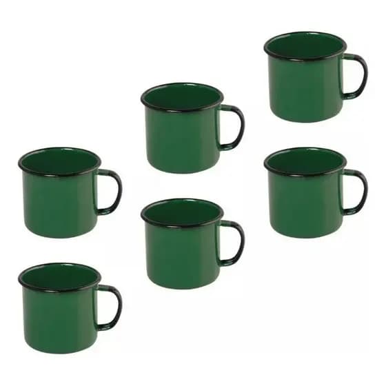 Caneca Esmaltada VERDE Retro Xicara 80ml - 6 Unidades