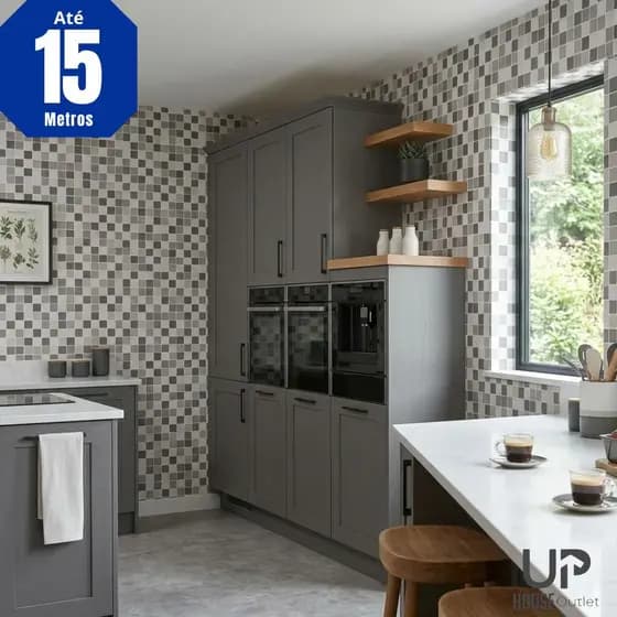 Papel de Parede 3D 5 Metros x 45cm Adesivo Autocolante Pastilha Mosaico Sala, Banheiro, Cozinha